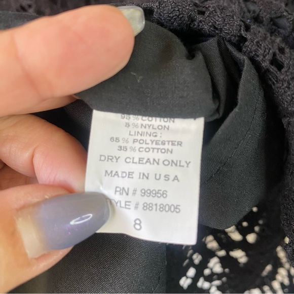 Shoshanna Crochet Black Lace Cap Sleeve Above Knee Cocktail LBD Dress SZ 8 - Picture 10 of 12